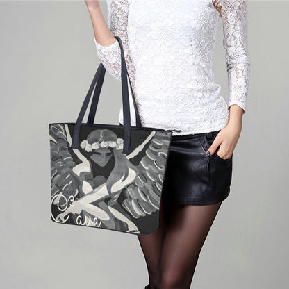 C3 Cave women's leather Tote Bag - concrete angel print