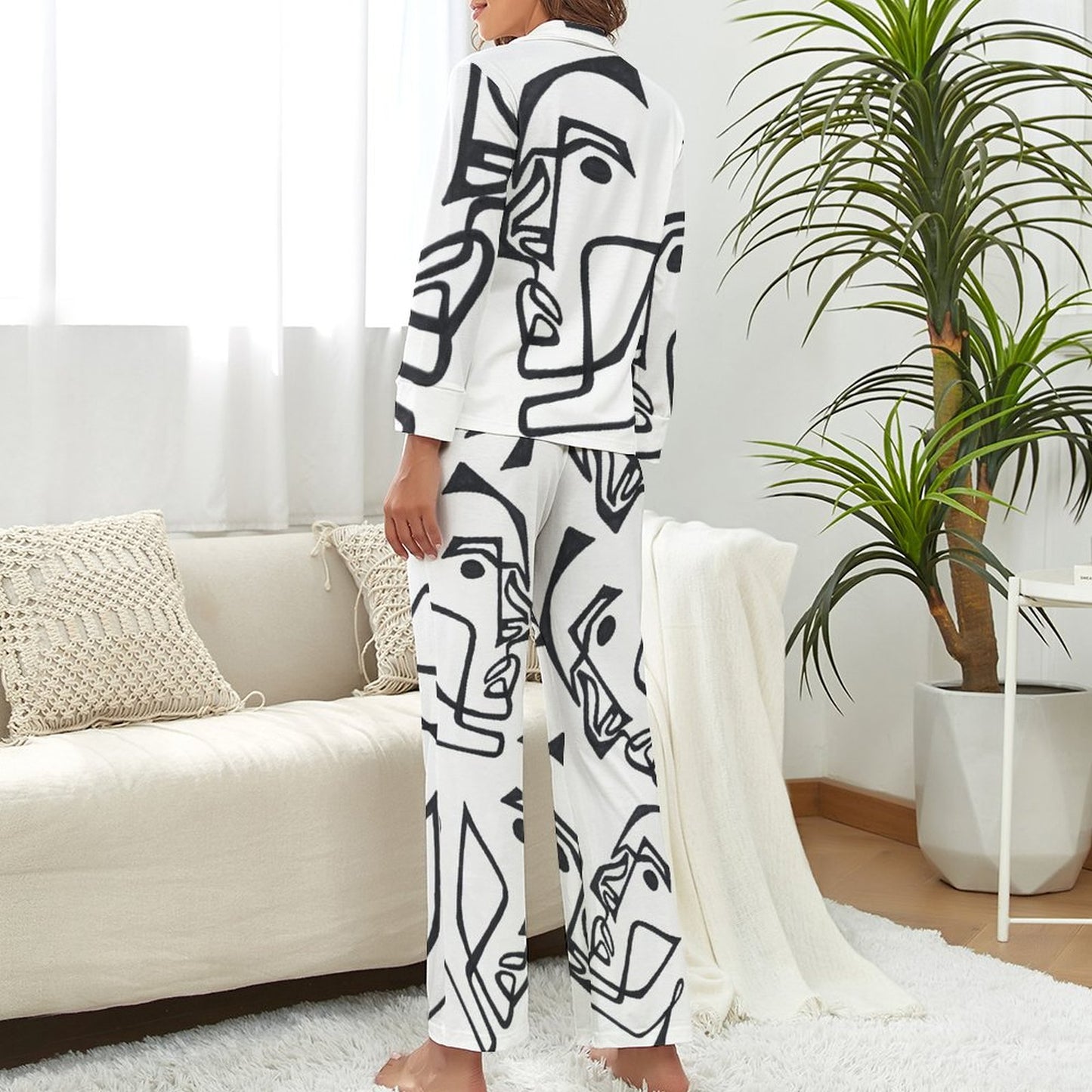 C3 Cave Satin PJs Set - line draw