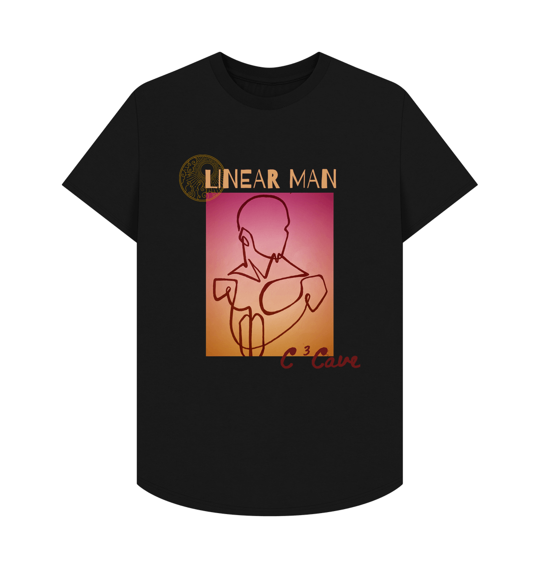 Black Linear man long line certified cotton t shirt