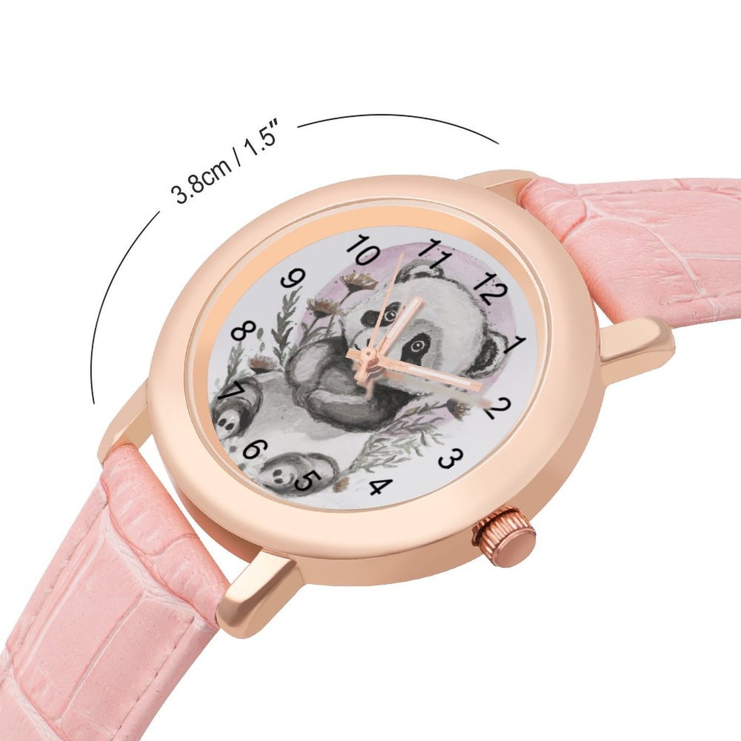 Panda Ladies Watch with PU Leather Band