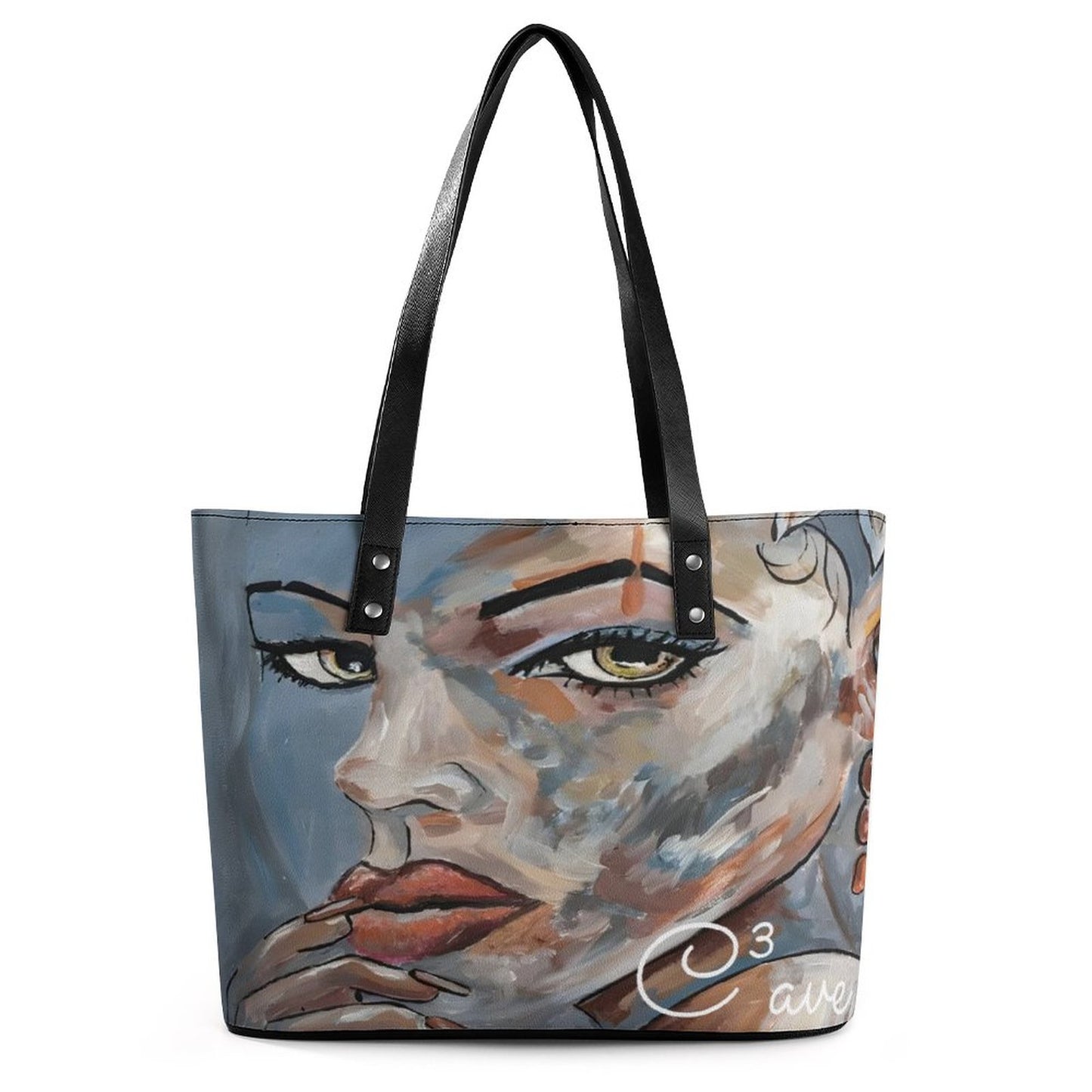 C3 Cave Women's leather Tote Bag poser print