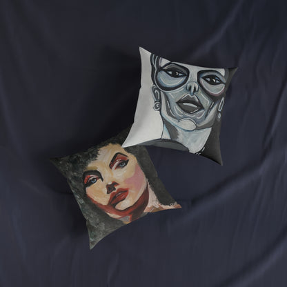 Square Pillow - 1 pillow 2 different sides ( Greys/White chick with and afro)