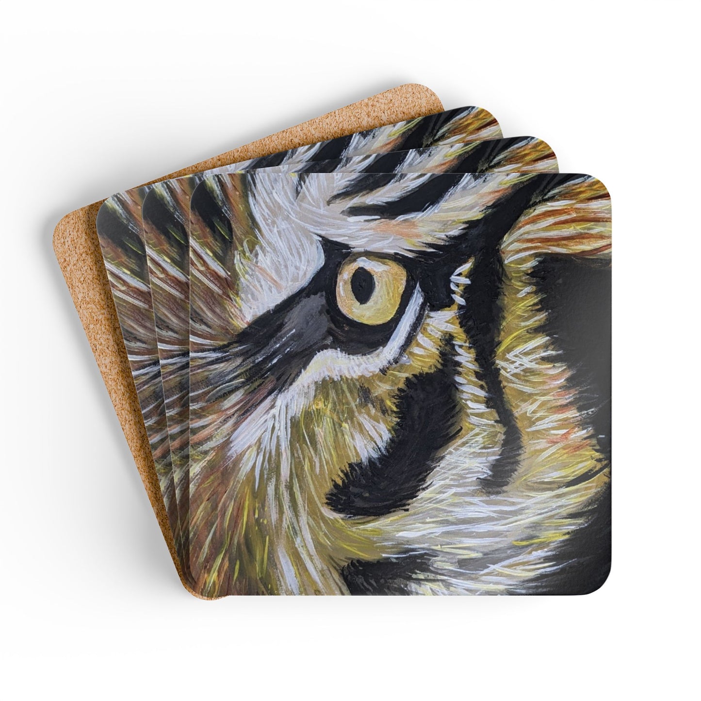 Corkwood Coaster Set - tiger