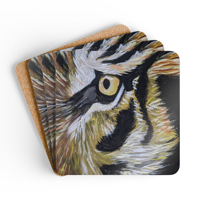 Corkwood Coaster Set - tiger