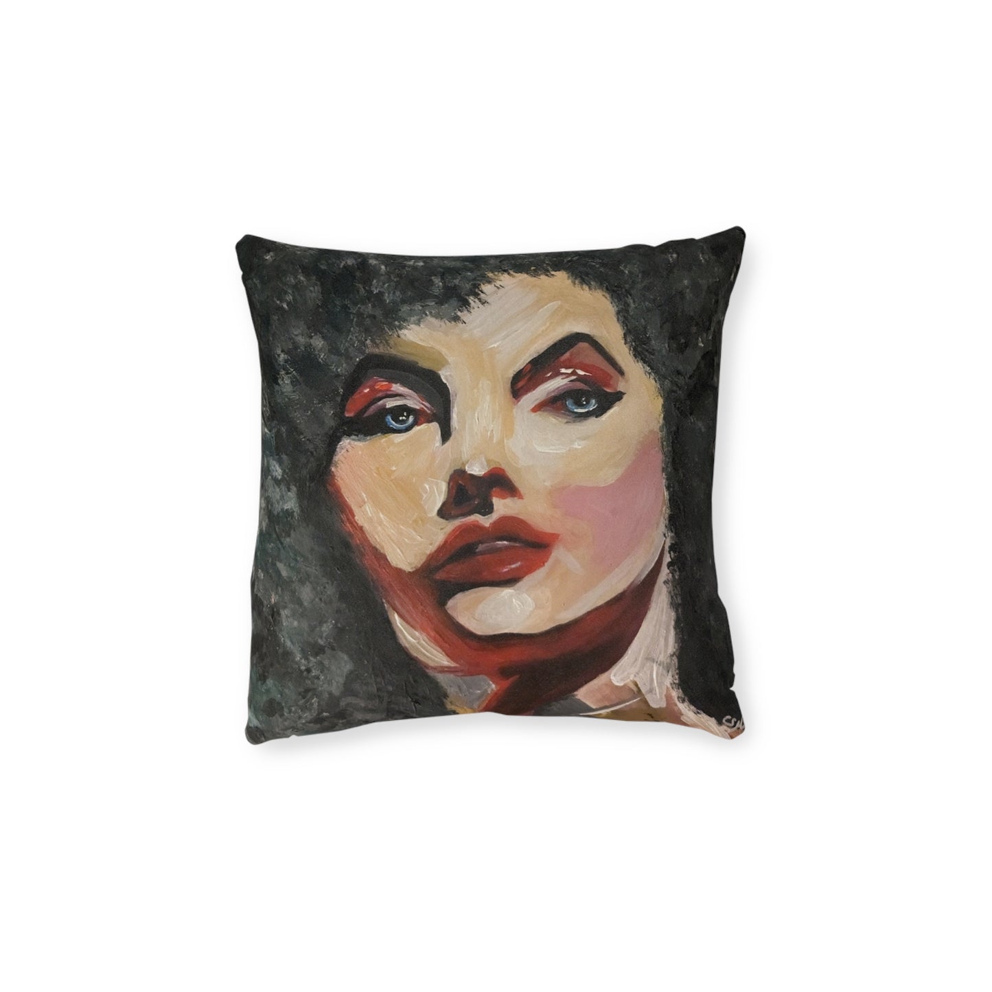 Square Pillow - 1 pillow 2 different sides ( Greys/White chick with and afro)