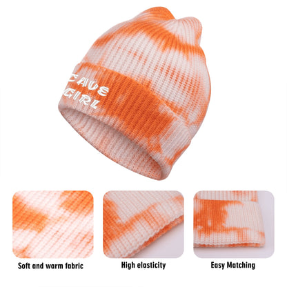 CAVE GIRL Embroidered Name /Texts Camo Knitted Hats (C3 Cave)