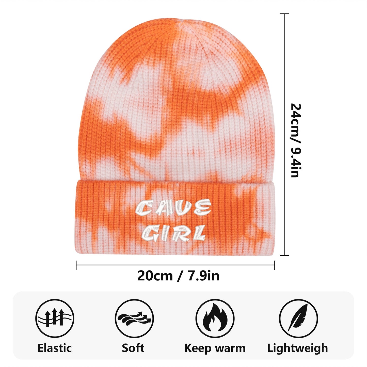 CAVE GIRL Embroidered Name /Texts Camo Knitted Hats (C3 Cave)