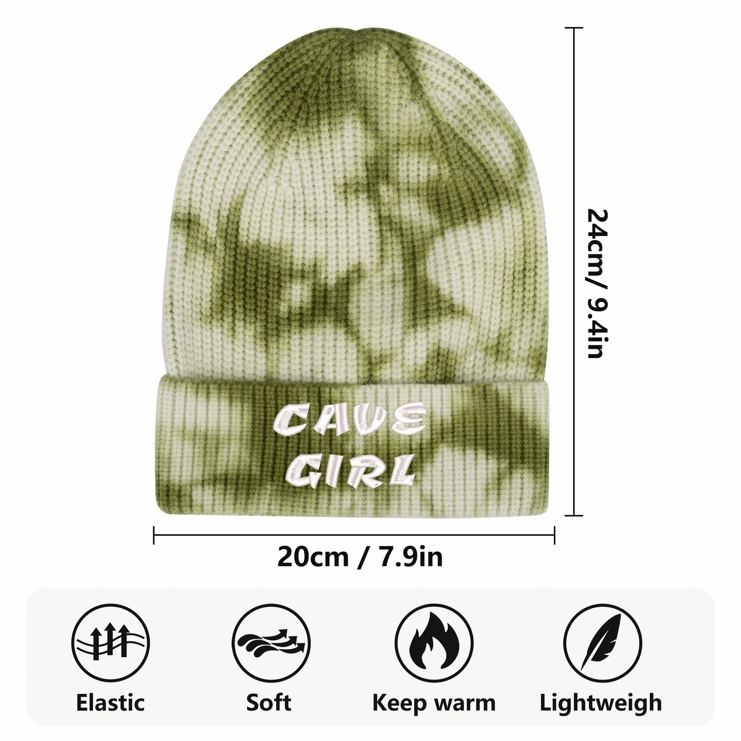 CAVE GIRL Embroidered Name /Texts Camo Knitted Hats (C3 Cave)