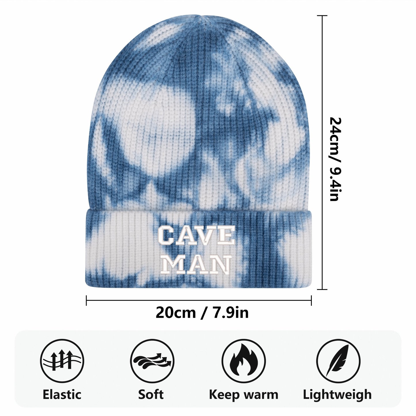 CAVE MAN Embroidered Name /Texts Camo Knitted Hats (C3 Cave)