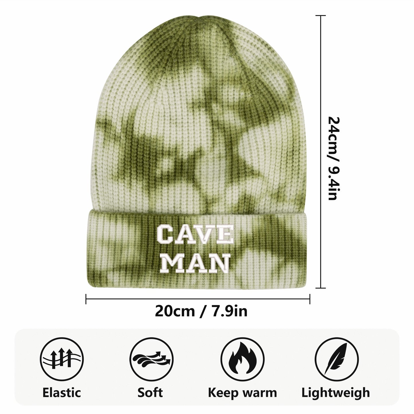 CAVE MAN Embroidered Name /Texts Camo Knitted Hats (C3 Cave)