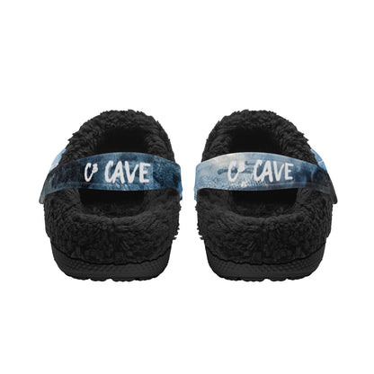 C3 Cave Unisex Adults Black Warm House Clog Winter Fur Lined Garden Slippers