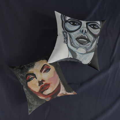 Square Pillow - 1 pillow 2 different sides ( Greys/White chick with and afro)