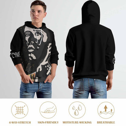 C3 Cave Art Hoodie with Double-layer Cap - Vitiligo is beautiful print