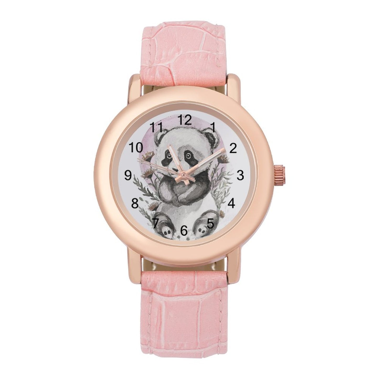 Panda Ladies Watch with PU Leather Band