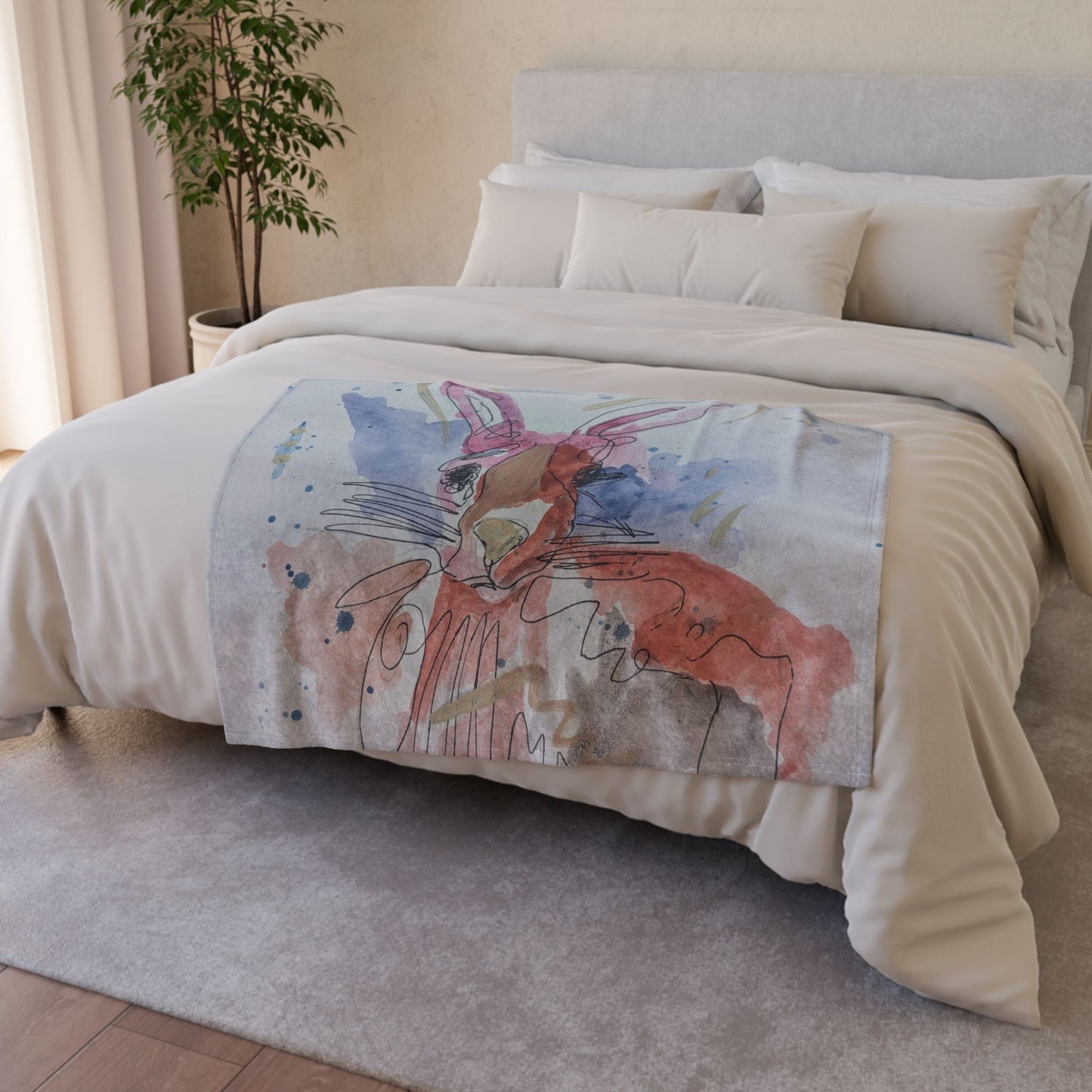 Soft Polyester Blanket - sister rabbit