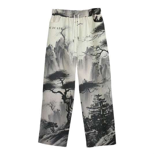 C3CAVE  Straight Casual cotton Pants  - Traditional Chinese art