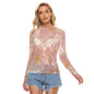 C3CAVE Women's pink flower petal mesh top