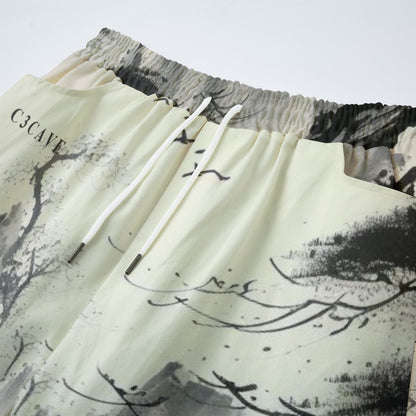 C3CAVE  Straight Casual cotton Pants  - Traditional Chinese art