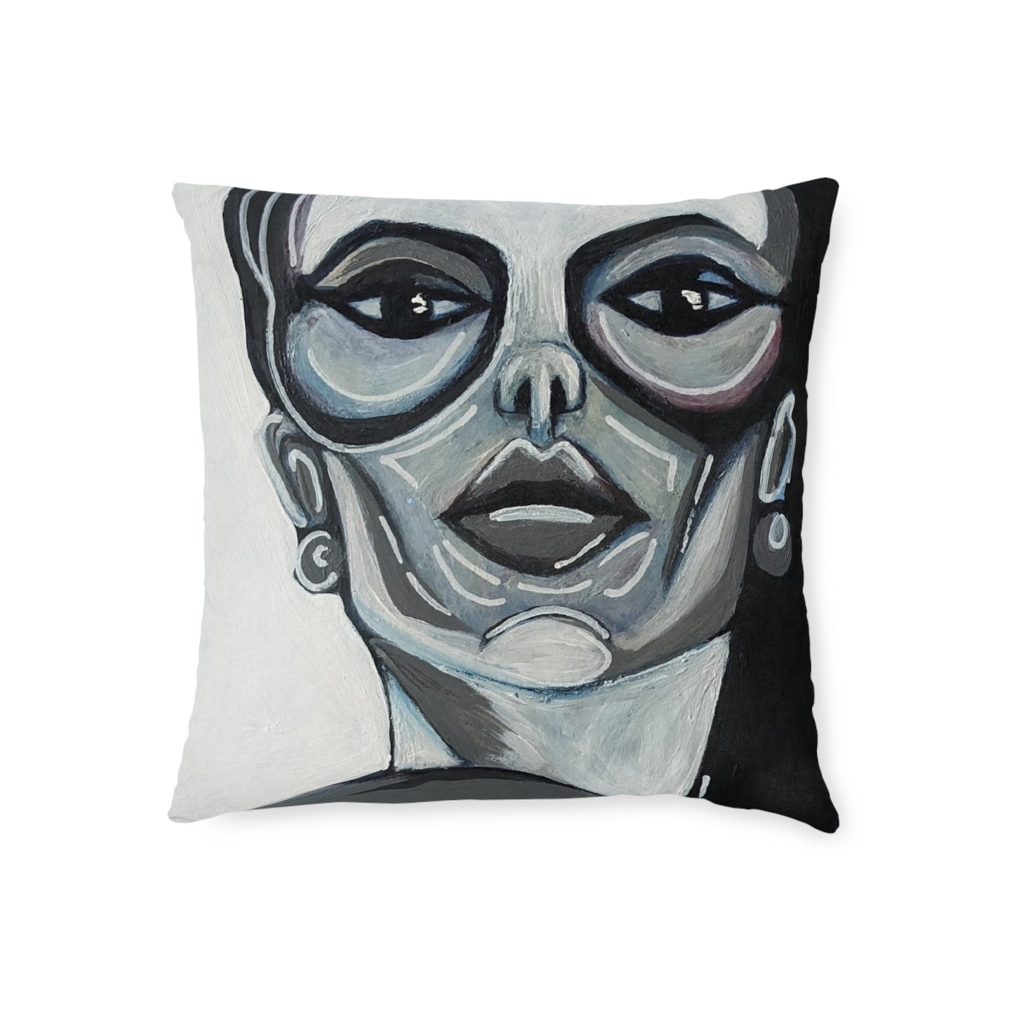 Square Pillow - 1 pillow 2 different sides ( Greys/White chick with and afro)