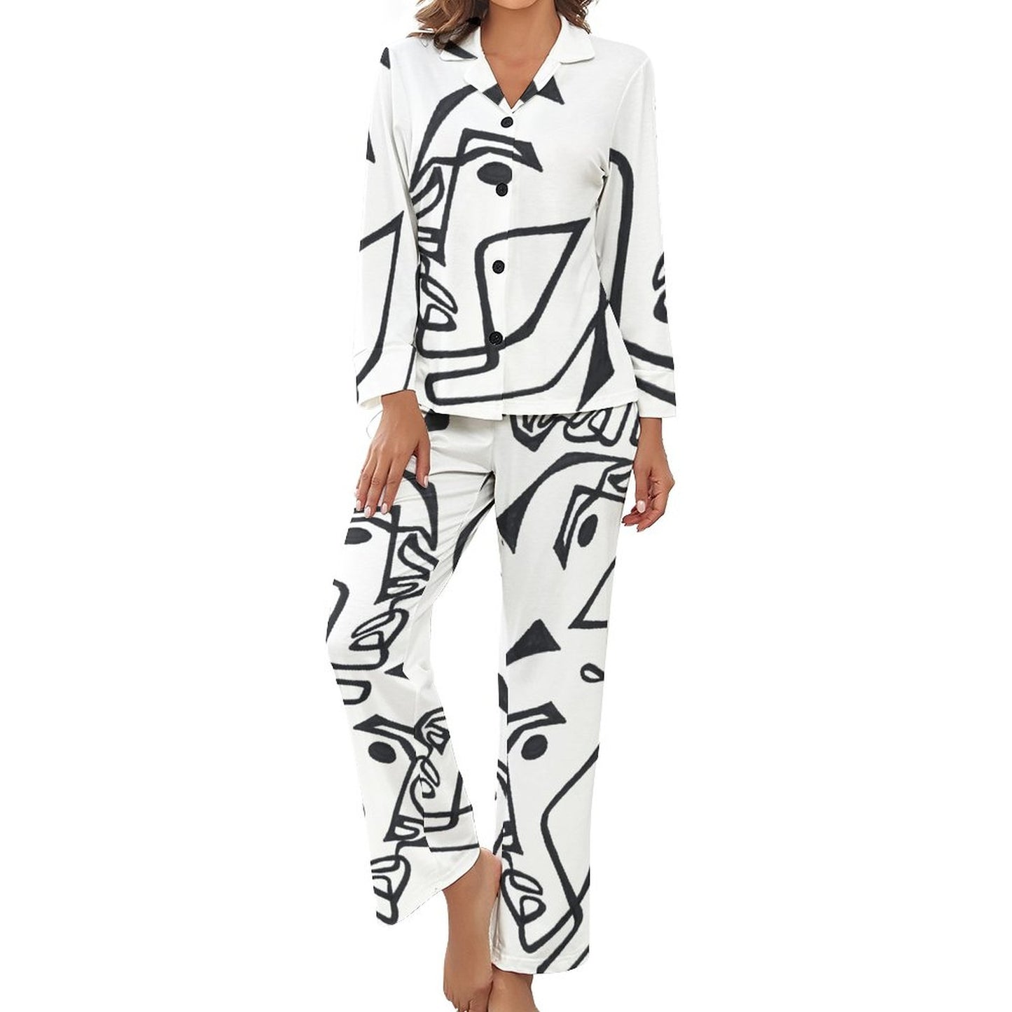 C3 Cave Satin PJs Set - line draw