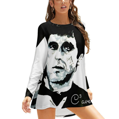 C3 Cave Al Pacino painting Women's relaxed t-shirt dress