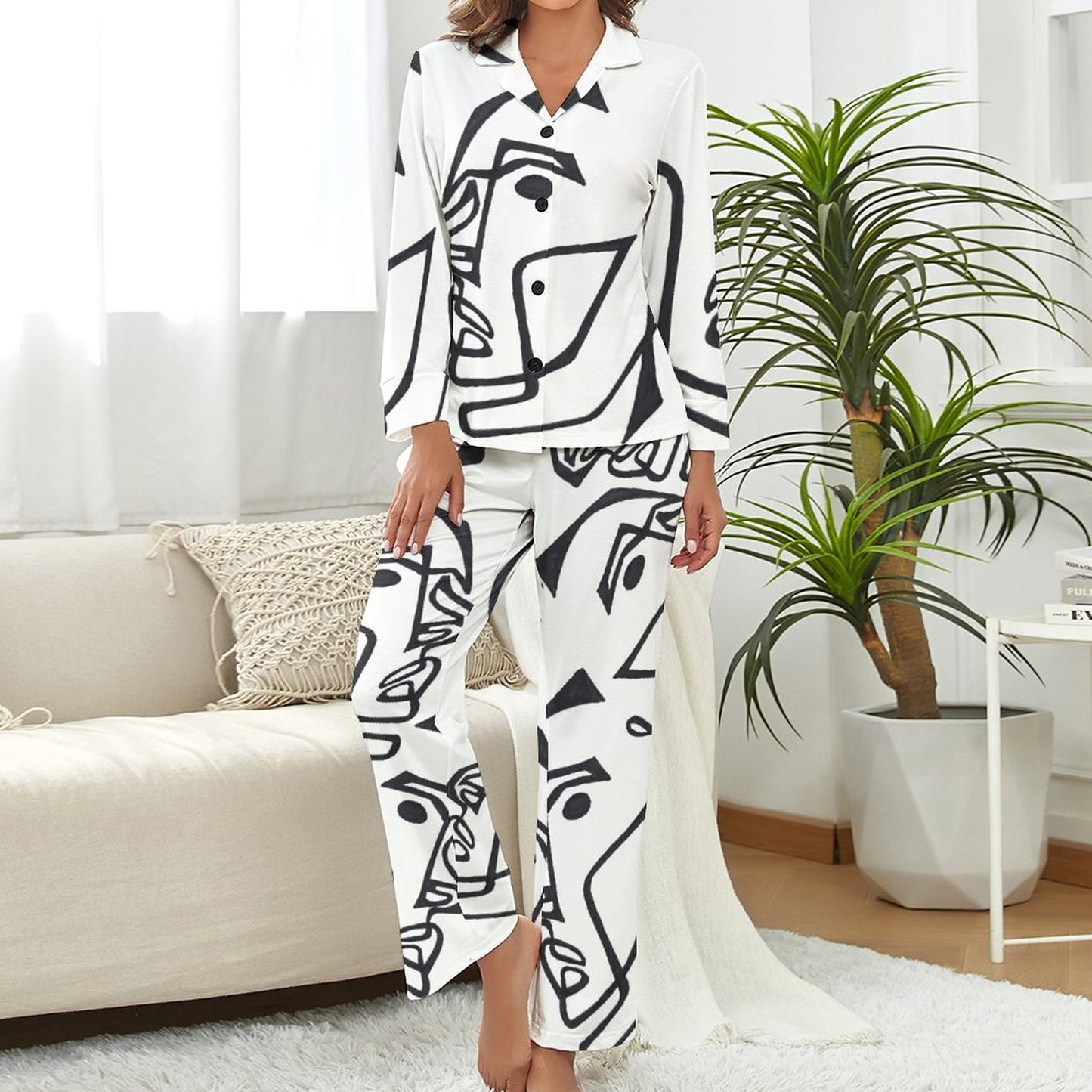 C3 Cave Satin PJs Set - line draw