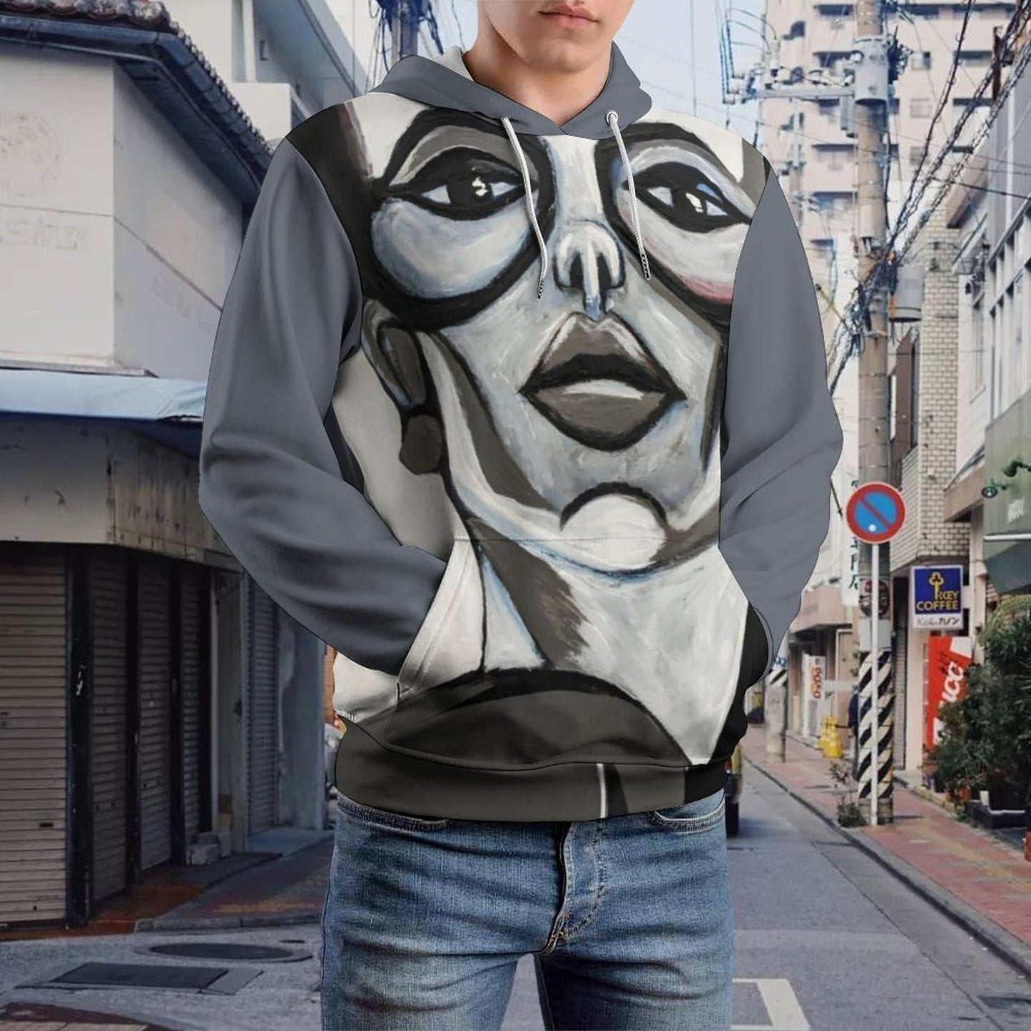 C3 Cave Greys Print Hoodie for Men