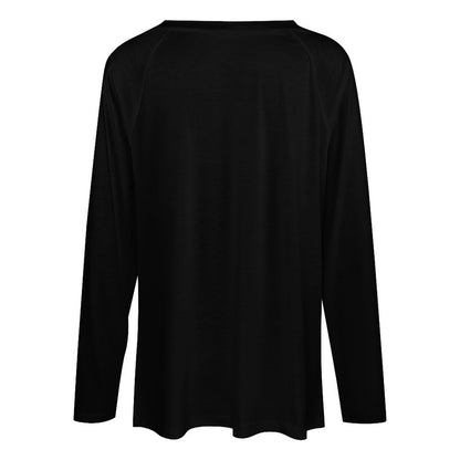 C3 Cave V-neck Loose Long Sleeve Top -Vitiligo is beautiful print