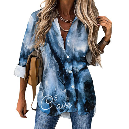 C3 Cave Women's Irregular Shirt in 'watercolour storm' print