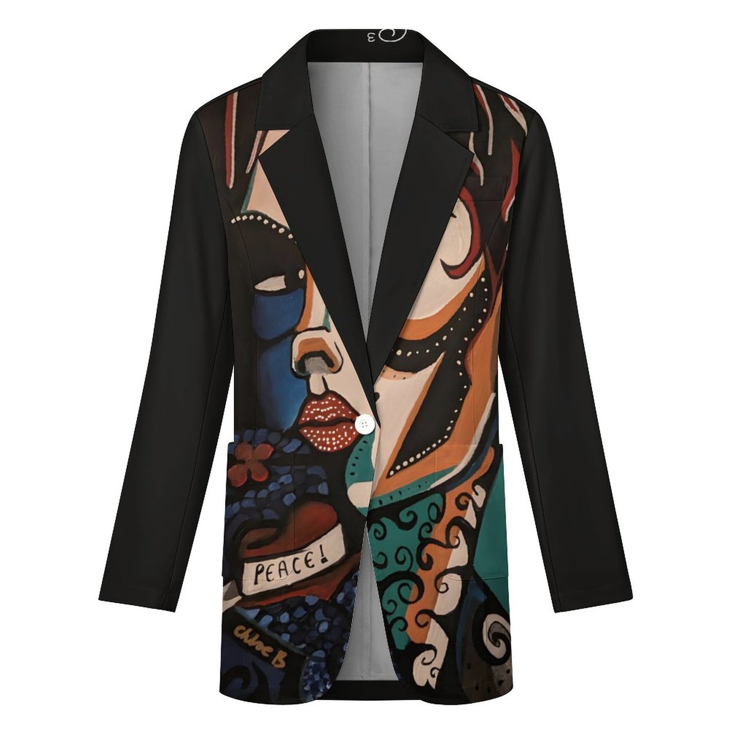 C3 Cave Women's Casual statement Blazer - Peace in NI print