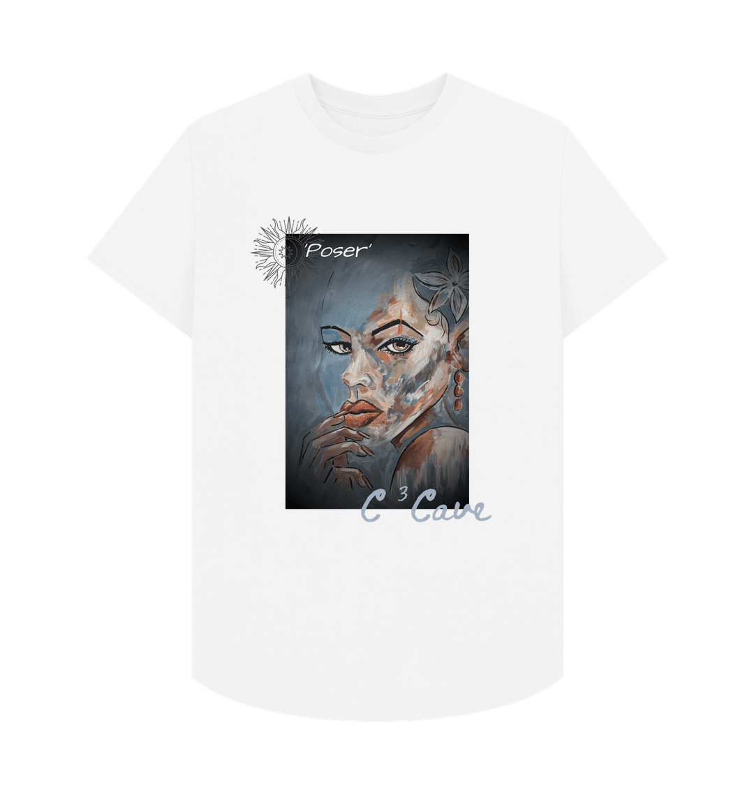 White C3 Cave -Poser Mans longline tee shirt