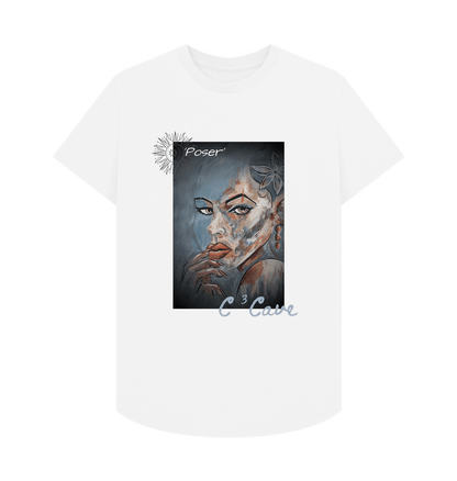 White C3 Cave -Poser Mans longline tee shirt