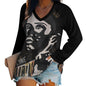 C3 Cave V-neck Loose Long Sleeve Top -Vitiligo is beautiful print