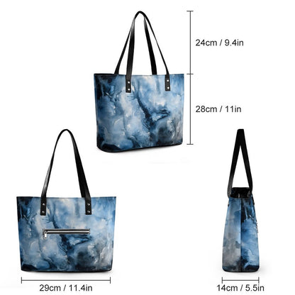 C3 Cave women's leather Tote Bag - Watercolour storm print