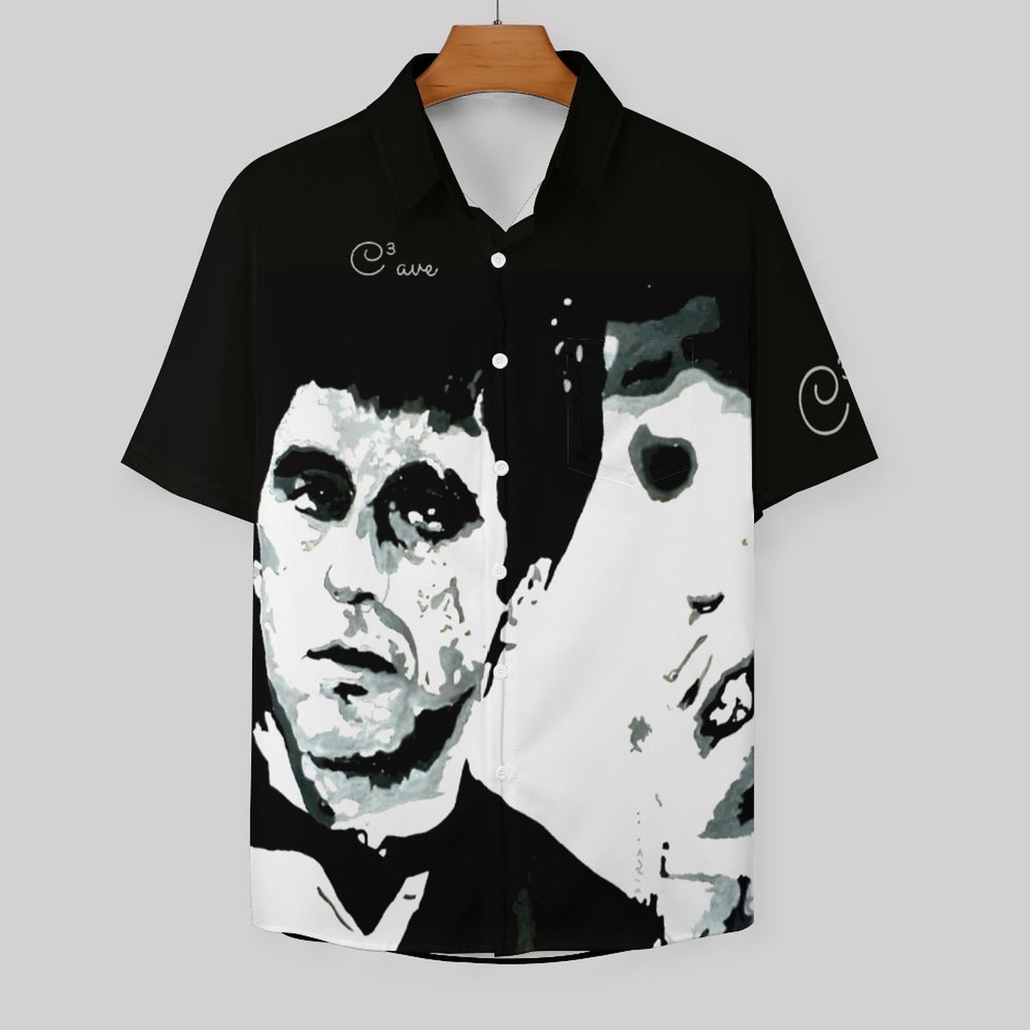 C3 Cave Al Pacino painting printed on Men's Short Sleeve Shirt with Pocket