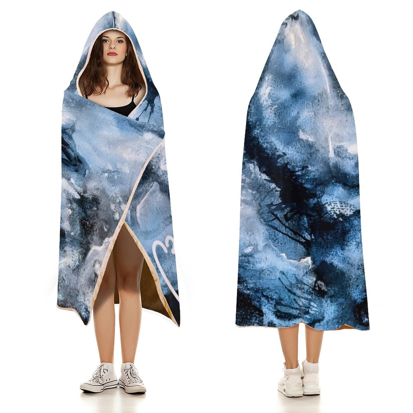 C3 Cave Wrap Hooded Blanket - Watercolour storm print