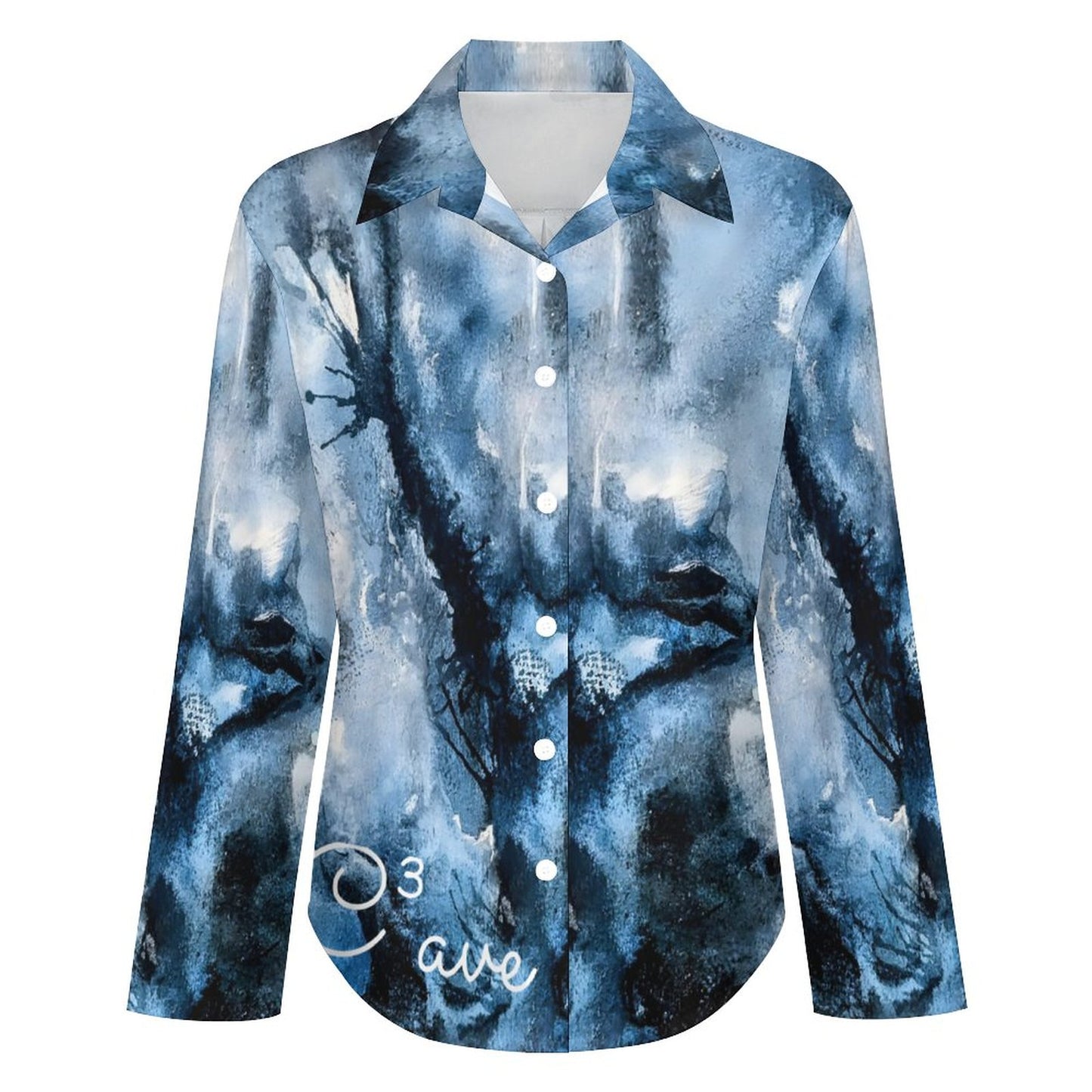 C3 Cave Women's Irregular Shirt in 'watercolour storm' print