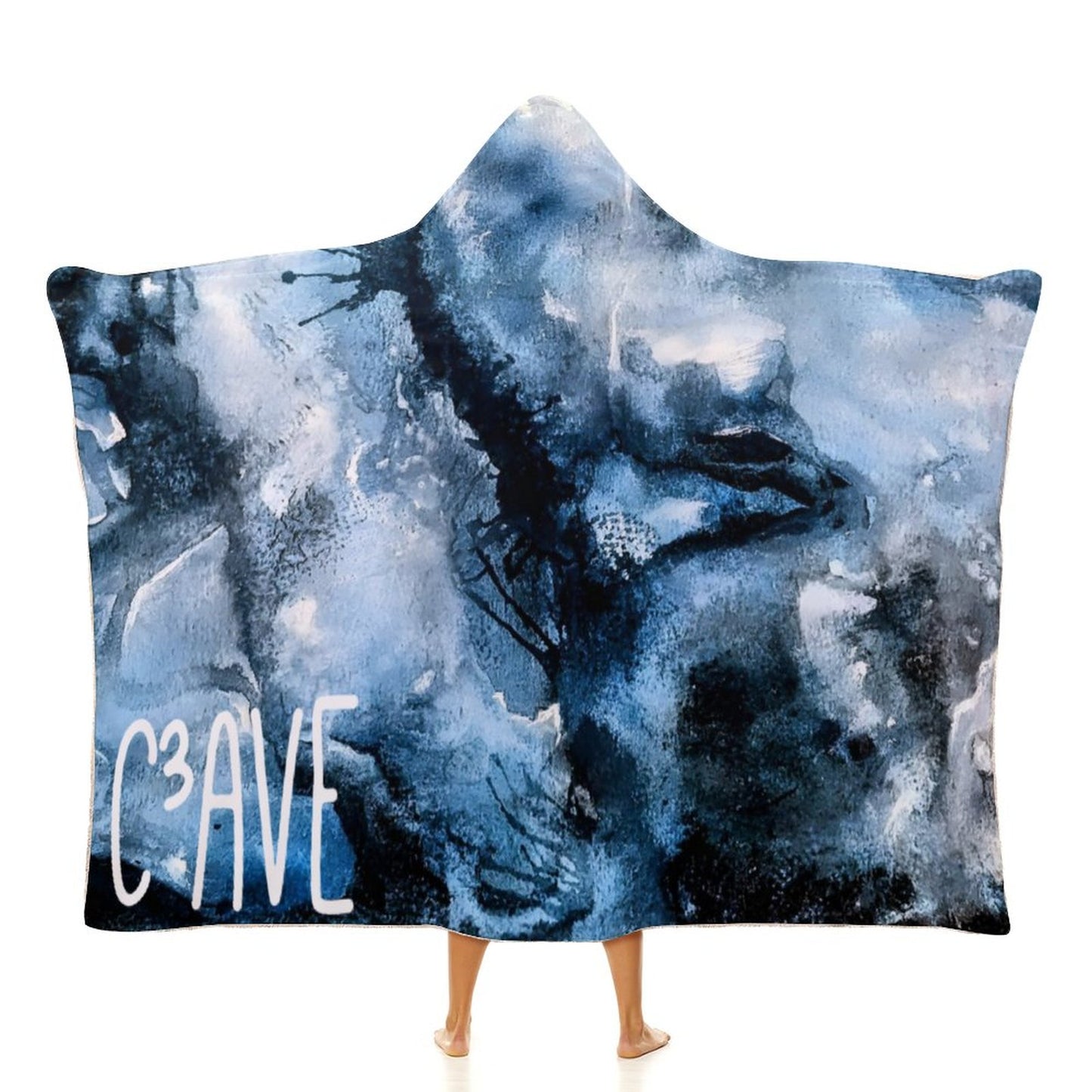 C3 Cave Wrap Hooded Blanket - Watercolour storm print