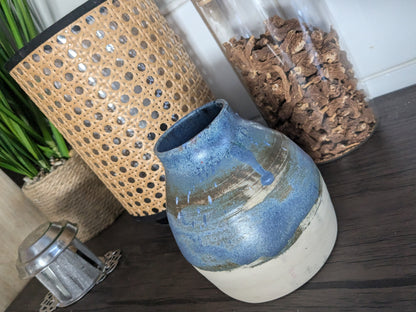 Hand thrown blue rustic vase