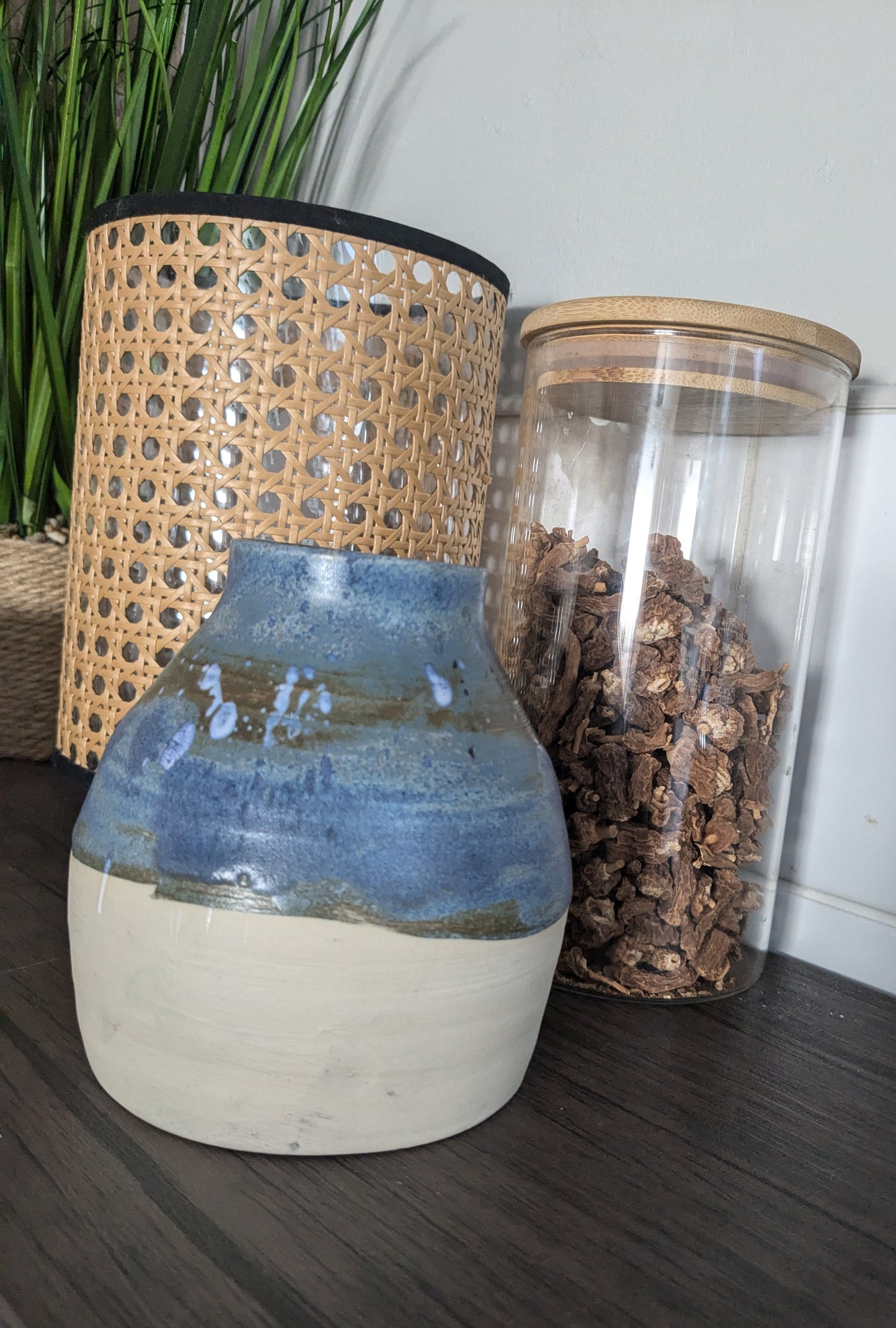 Hand thrown blue rustic vase