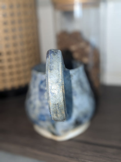 Blue rustic textured milk jug