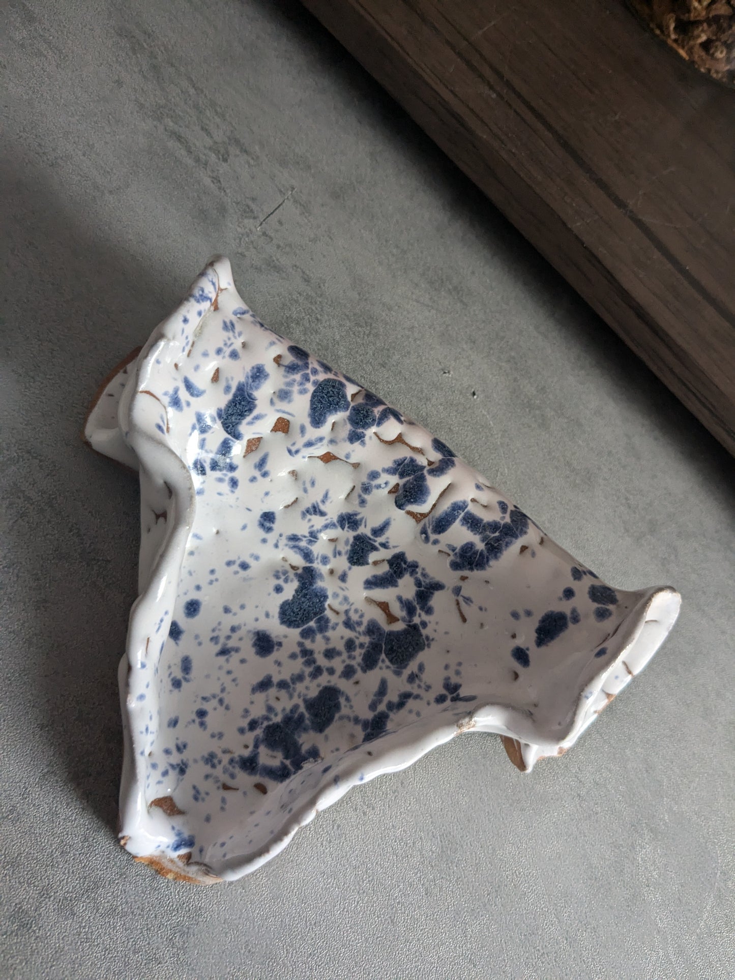 Handmade curdled Soap pottery dish