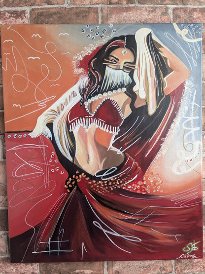 Original Scarlet Woman Belly Dancer Painting