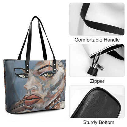 C3 Cave Women's leather Tote Bag poser print