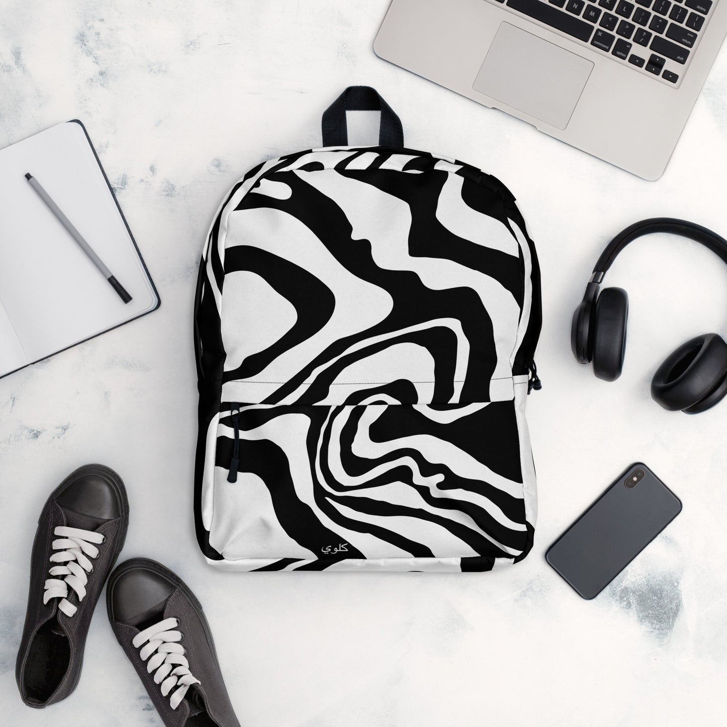 B/W swirl backpack