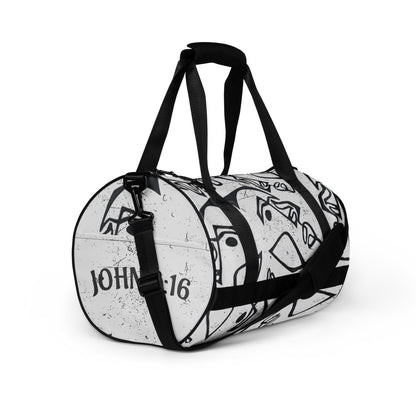 (Quality)All-over print gym bag with John 3:16