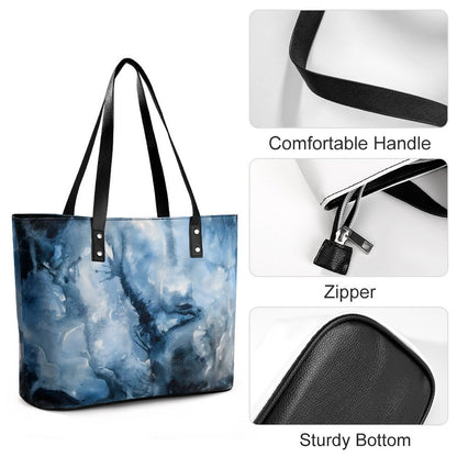 C3 Cave women's leather Tote Bag - Watercolour storm print