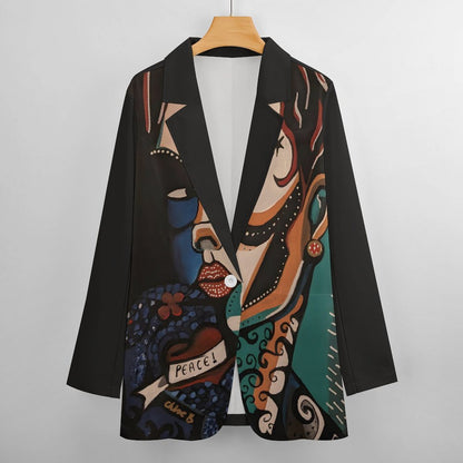 C3 Cave Women's Casual statement Blazer - Peace in NI print