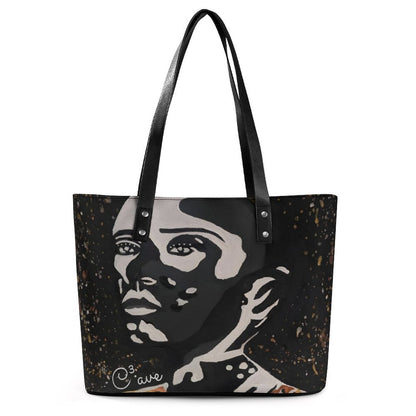 C3 Cave Women's leather Tote Bag - Vitiligo is beautiful print #01