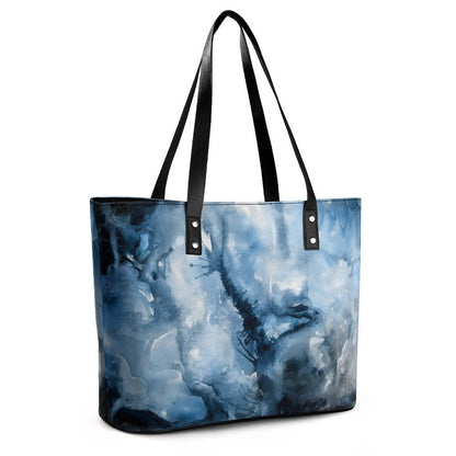 C3 Cave women's leather Tote Bag - Watercolour storm print